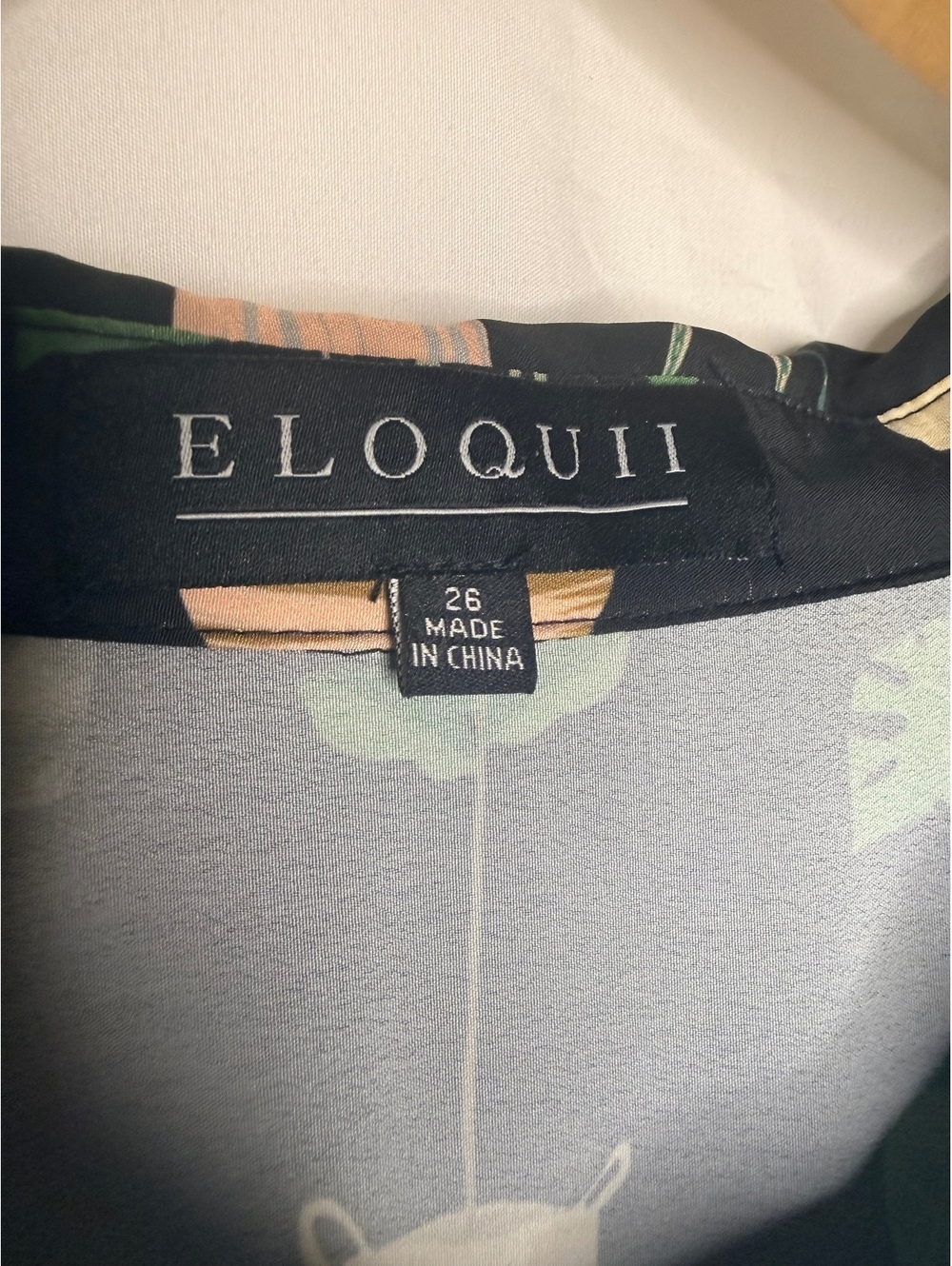 ELOQUII Plant Print Midi Shirt Dress Size 26 Black Button Front Long Sleeve - Picture 3 of 6